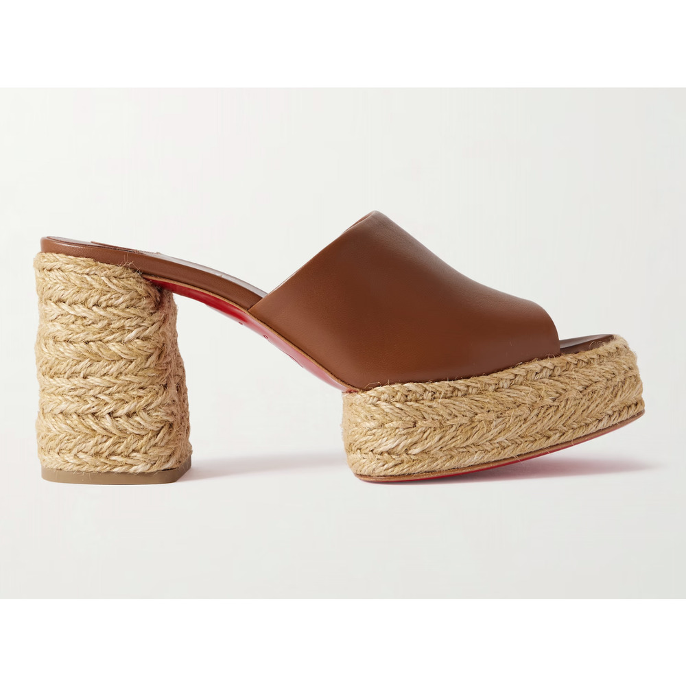 Christian Louboutin Calakala Mule 85 Brown Leather Block Heel Platform Sandal 40 - Picture 7 of 16